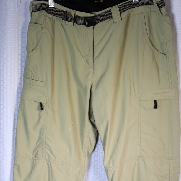 ExOfficio Size 14 green cargo multi-pocket belted travel/hiking pants - Picture 7 of 14